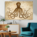 Sepia Octopus Wall Art Abstract Animal Canvas Print