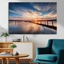 Wooden Pier on Seascape and Sunset Wall Art Canvas Print by MyGreatCanvas | Canvas Wall Art Prints | Photo Prints & Wall Decor