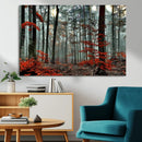 Autumn Forest Wall Art – Enchanting Red Leaves Canvas Print,