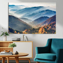Misty Mountain Sunrise Triptych Canvas Print – Autumn