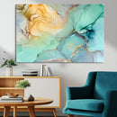 Abstract Aqua and Gold Fluid Wall Art Canvas | 3 Panel Large by MyGreatCanvas | Canvas Wall Art Prints | Photo Prints & Wall Decor