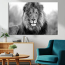 Black and White Lion Canvas Wall Art – Animal Print Artwork