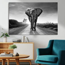 Black and White Elephant Wall Art Canvas Print