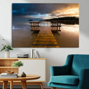 Serene Lake Pier at Sunset Canvas Print | Landscape Canvas
