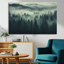 Misty Forest Wall Art Premium Canvas Print a Foggy and
