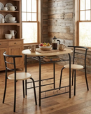 3-Piece Dining Set for 2 – Minimalist Wooden Table + 2 Metal Frame Chairs by 2Dropme