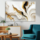 Gold Waves on Pure White Canvas – Gold Abstract Art for