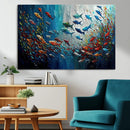 Modern Abstract Fish Shoal Wall Art Canvas Print, Colorful