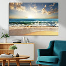 Golden Sunset Beach Triptych Canvas Wall Art for Living Room