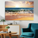 Sunset Beach Wall Art - 3-Panel Framed Canvas Print, Ready