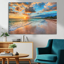 Serene Beach Sunset Wall Art | Coastal Ocean Canvas Print |