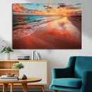 Sunset Beach Wall Art | Ocean Canvas Print | Coastal Wall