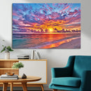Vibrant Sunset Beach Wall Art - Ocean Sunset Canvas Print |