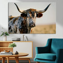 Texas Bull Longhorn Wall Art Canvas Print for Farm House
