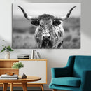 Texas Cow Longhorn Wall Art Canvas Print for Farm House Wall