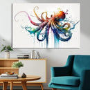 Watercolor Vibrant Octopus Wall Art Canvas Print | Abstract