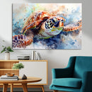 Watercolor Sea Turtle Wall Art Canvas Print - Vibrant Ocean