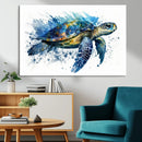Turtle Wall Art Canvas Print, Framed Watercolor Turtle Art