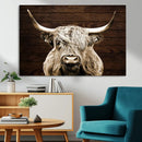 Highland Cow Wall Art Canvas Print, Rustic Farmhouse Decor,