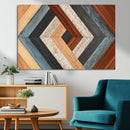 Geometric Wood Art Wall Decor Canvas Print, Rustic Wooden