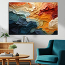 Blue Orange Abstract Wave Wall Art Canvas Print, Framed Blue