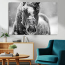 Black and White Horse Winter Wall Art | Ready to Hang and