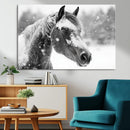 Black Horse Winter Wall Art | Ready to Hang and Framed |