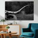 Cow Longhorn Wall Art | Black and White Print | Ready to by MyGreatCanvas | Canvas Wall Art Prints | Photo Prints & Wall Decor