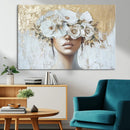 Golden Petal Wall Art - Canvas Print Flower Head Woman