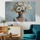 Golden Petal Wall Art - Petal Silhouette Woman Wall Art by MyGreatCanvas | Canvas Wall Art Prints | Photo Prints & Wall Decor