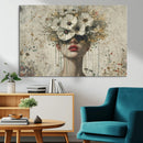 Abstract Floral Women Patel Wall Art Canvas Print
