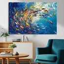 Colorful Swirling Fish School Wall Art Canvas Print |