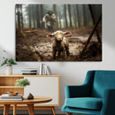 Jesus Running After a Lost Lamb Canvas Wall Art Print