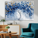 Blue and Gold Abstract Tree Wall Art Canvas Print | Modern