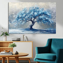 Abstract Blue Tree Art Canvas Print, Majestic Tree Wall Art