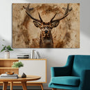 Wood Abstract Deer Wall Art | Rustic Wildlife Canvas Print |