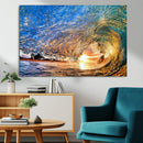 Ocean Wave at Sunset Canvas Wall Art – Vibrant Coastal Beach