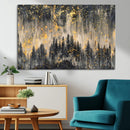 Golden Forest Abstract Wall Art | Dark Forest with Gold