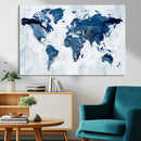 Modern Blue World Map Canvas Print – Framed Wall Art, by MyGreatCanvas | Canvas Wall Art Prints | Photo Prints & Wall Decor