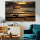 Stones on Wooden Pier at Sunset Canvas Print, Serene Coastal by MyGreatCanvas | Canvas Wall Art Prints | Photo Prints & Wall Decor