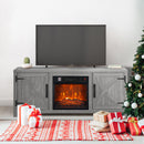 58" Farmhouse TV Stand with 18" Insert Electric Fireplace for Living Room