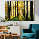 Sunlit Forest Wall Art Canvas Print – Large Framed Woodland