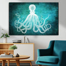 Green Octopus Abstract Wall Art Canvas Print