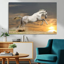 Large Wall Art Canvas Print – White Jumping Horse Sunset