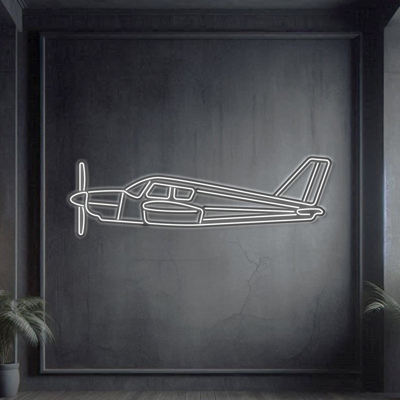 PA-28 Cherokee Metal Neon Aircraft Wall Art - NCN0056