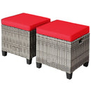 2 Pieces Patio Rattan Ottoman Seat with Removable Cushions-Navy by LJGDeals