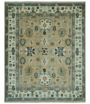 Hand knotted Peach, Ivory and Gray 8x10 Oriental Oushak wool area rug by The Rug Decor