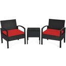 3 Pieces Outdoor Rattan Patio Conversation Set with Seat Cushions by LJGDeals