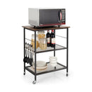 3-Tier Kitchen Serving Cart Utility Standing Microwave Rack with Hooks by LJGDeals