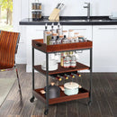 3 Tiers Kitchen Island Serving Bar Cart with Glasses Holder and Wine Bottle Rack by LJGDeals